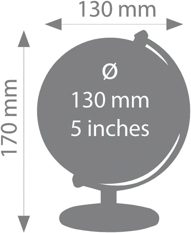 Troika Gagarin mini gaublys, skersmuo 13 cm, metalinė mėlyna jūra ir sidabro spalvos sausumos paviršiai, chromuotas metalinis pagrindas, minkštas veltinio pagrindas, kilnojamas ašis - gražioje dėžutėje, puikiai tinka kaip dovana