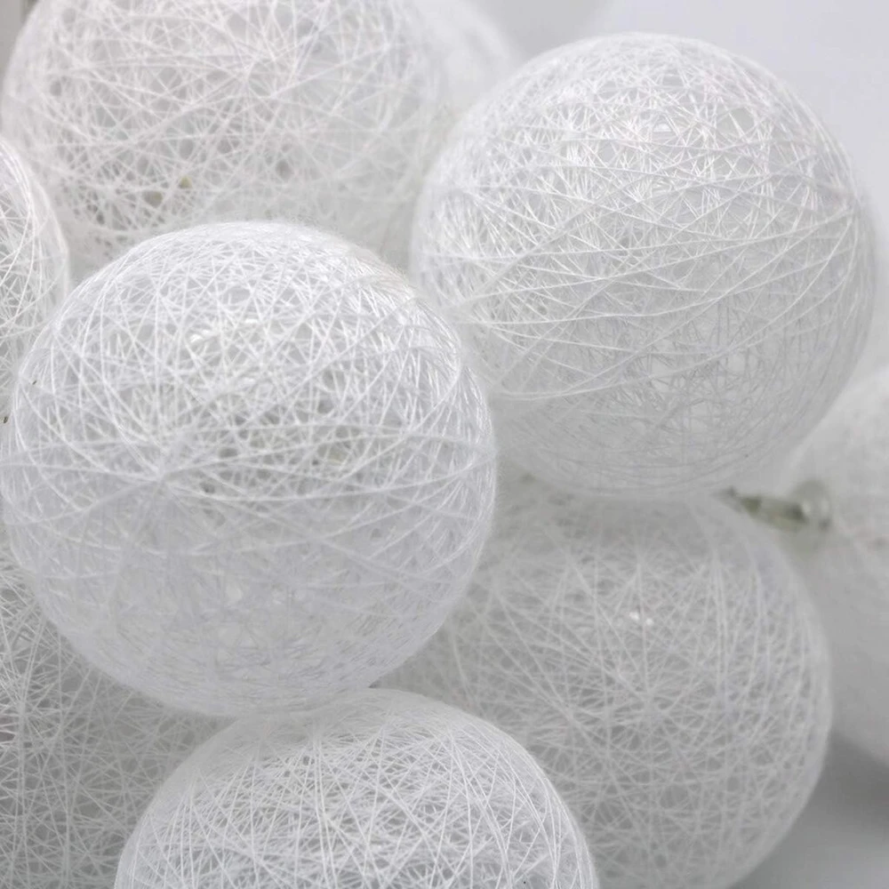 Tronje 20 led medvilnės kamuoliukų girlianda 6 cm - kamuoliukų formos dekoratyvinės lemputės su 4 val. laikmačiu, maitinamos baterijomis, pritaikomos, 380 cm