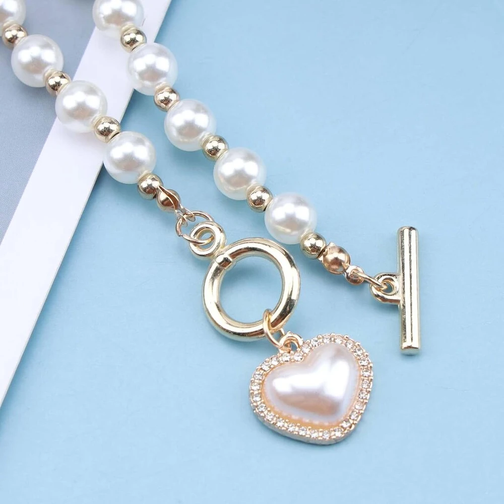 Tseenyi vintažinis perlinis vėrinys-chokeris boho karoliukai širdelė ot vėrinys auksinis perlų vėrinys krištolinė širdelė perjungiamas vėrinys grandinėlė papuošalai moterims ir mergaitėms