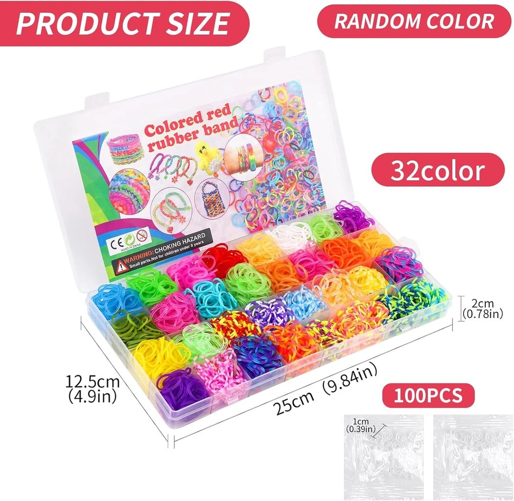 Tslbw loom bands rinkinys 2000+ spalvingų gumelių 32 spalvų twist bands su s-segtukais pasidaryk pats apyrankėms, skirtas gaminti rankų darbo apyrankes, draugystės apyrankių rinkinys