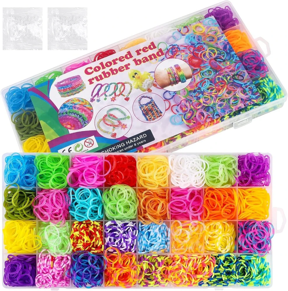Tslbw loom bands rinkinys 2000+ spalvingų gumelių 32 spalvų twist bands su s-segtukais pasidaryk pats apyrankėms, skirtas gaminti rankų darbo apyrankes, draugystės apyrankių rinkinys