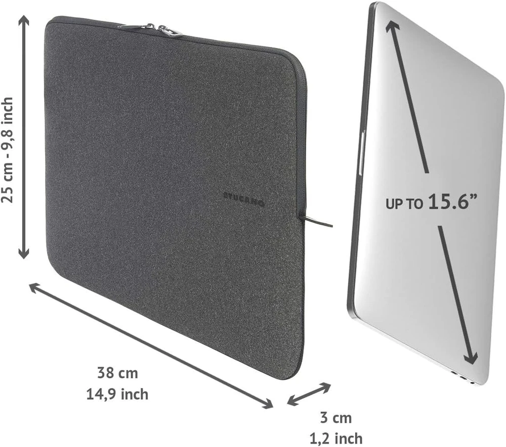 Tucano Second Skin 15-16" Neopreno dėklas nešiojamam kompiuteriui, juodas
