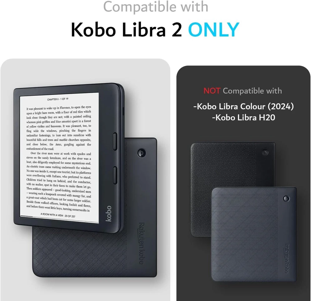 Tudia Skn dėklas, suderinamas su Tolino Vision 6 / Kobo Libra 2 (7 colių) [sustiprinti kampai], smūgiams atsparus, plonas silikoninis gelinis, lengvas, pirštų atspaudams atsparus Tpu bamperis - matinė mėlyna