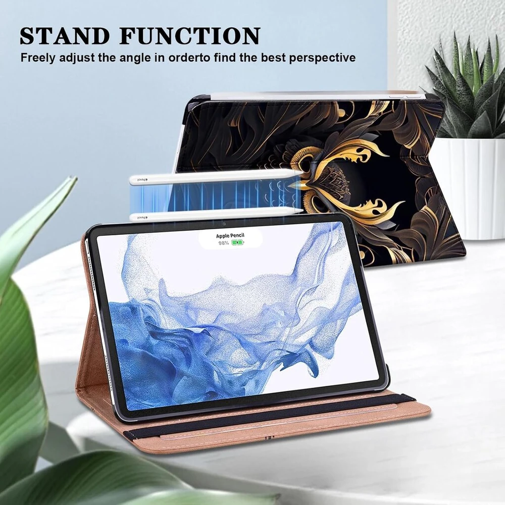 Tuolisg dėklas, skirtas ipad pro 11 inch m4 (2024), folio atverčiamas pu odos smūgiams atsparus apsauginis dėklas ipad pro 11, stovas, piniginės dėklas planšetiniam kompiuteriui, palaiko pencil pro/usb-c, automatinis miego/pabudimo režimas - owl