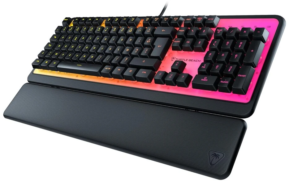Turtle Beach Magma rgb žaidimų klaviatūra su membraniniais klavišais, patobulinta anti-ghosting funkcija, rgb apšvietimas, pritaikoma, nuimamas delno atramos - juoda