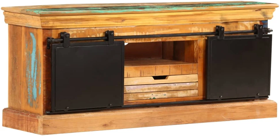 TV staliukas TV spintelė, 110x30x45cm, perdirbtos medienos masyvas