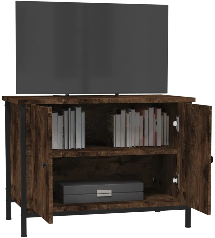 TV staliukas TV spintelė su durelėmis, dūminio ąžuolo, 60x35x45cm, mediena