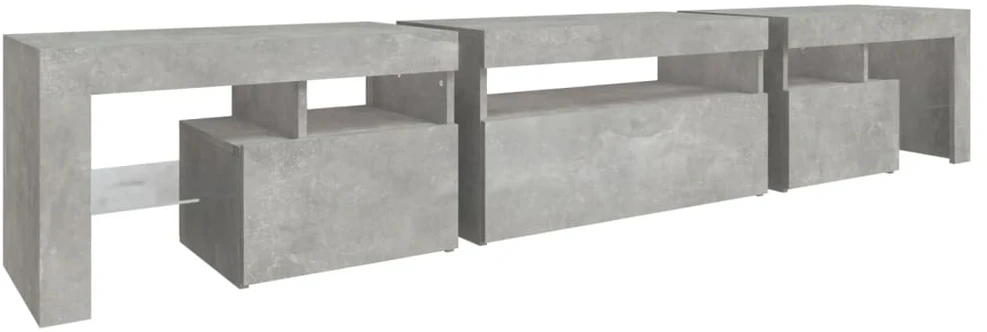 TV staliukas TV spintelė su LED apšvietimu, betono pilka, 215x36,5x40cm