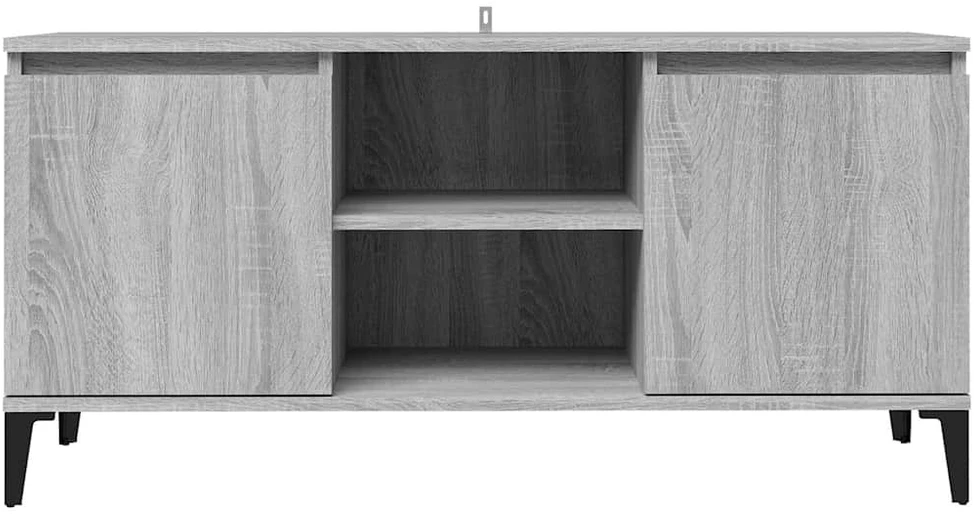 TV staliukas TV spintelė su metalinėmis kojomis, pilka ąžuolo, 103,5x35x50cm