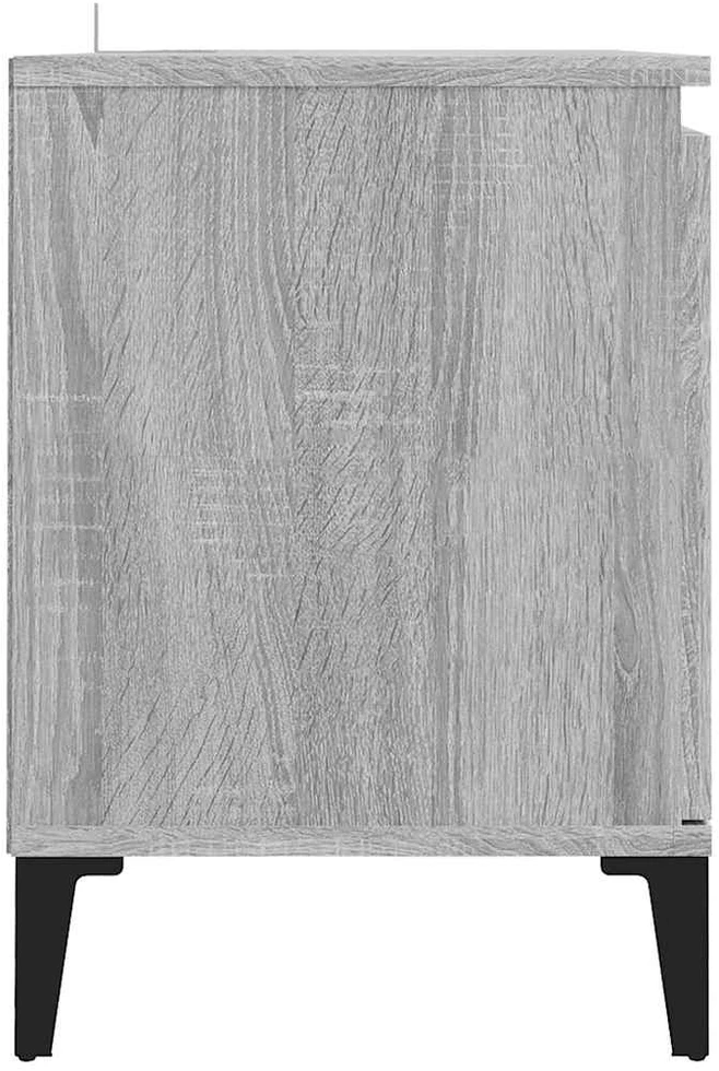 TV staliukas TV spintelė su metalinėmis kojomis, pilka ąžuolo, 103,5x35x50cm