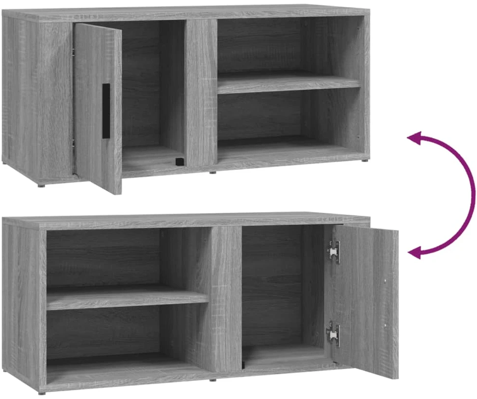 TV staliukas TV spintelės, 2vnt., pilkos ąžuolo, 80x31,5x36cm, mediena