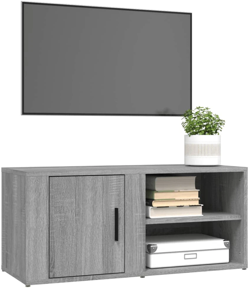 TV staliukas TV spintelės, 2vnt., pilkos ąžuolo, 80x31,5x36cm, mediena
