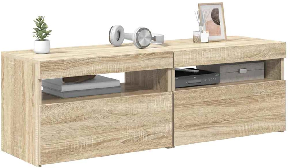 TV staliukas TV spintelės su LED apšvietimu, 2vnt., ąžuolo, 60x35x40cm