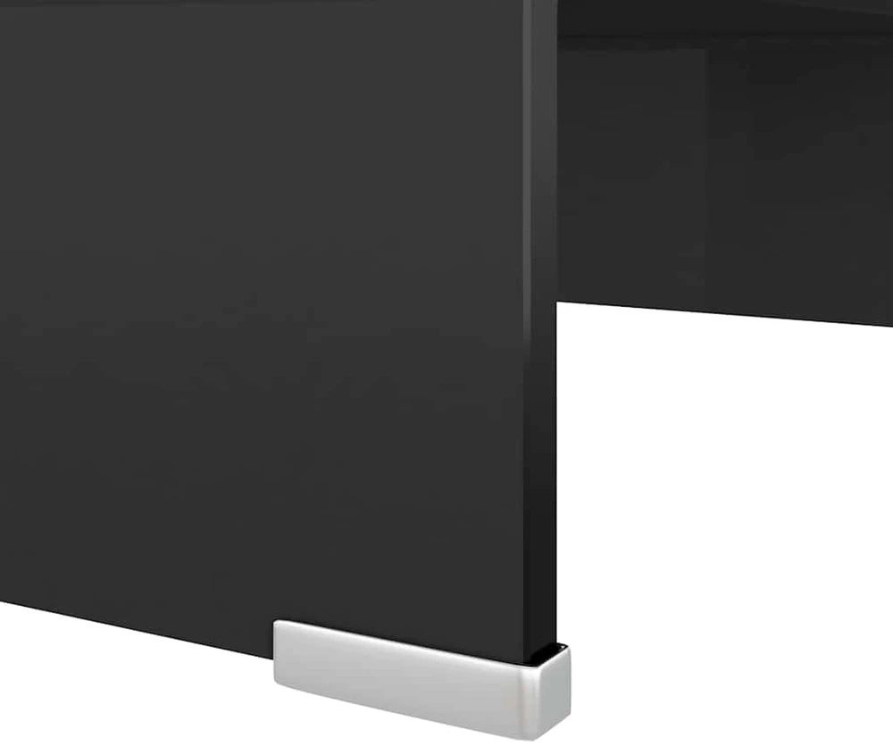 TV staliukas TV stovas/monitoriaus pakyla, juodas stiklas, 40x25x11 cm
