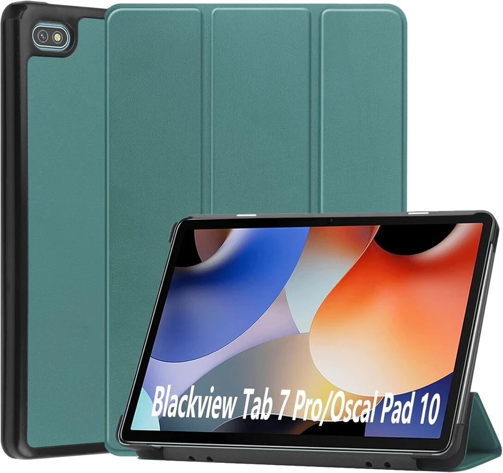 Tvirtas dėklas su stoveliu Blackview Tab 7 Pro/tab 7/oscal Pad 10, tamsiai žalias