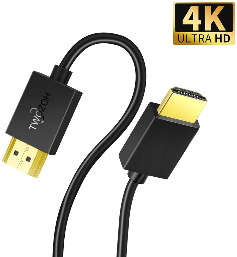 Twozoh hdmi į hdmi kabelis 2 m, 2 vnt., plonas, minkštas, itin plonas ir lankstus hdmi kabelis, palaiko 3d/4k ir 60 hz/2160p/1080p