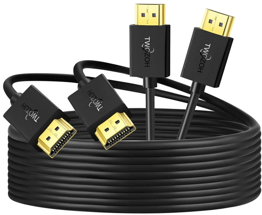 Twozoh hdmi į hdmi kabelis 2 m, 2 vnt., plonas, minkštas, itin plonas ir lankstus hdmi kabelis, palaiko 3d/4k ir 60 hz/2160p/1080p