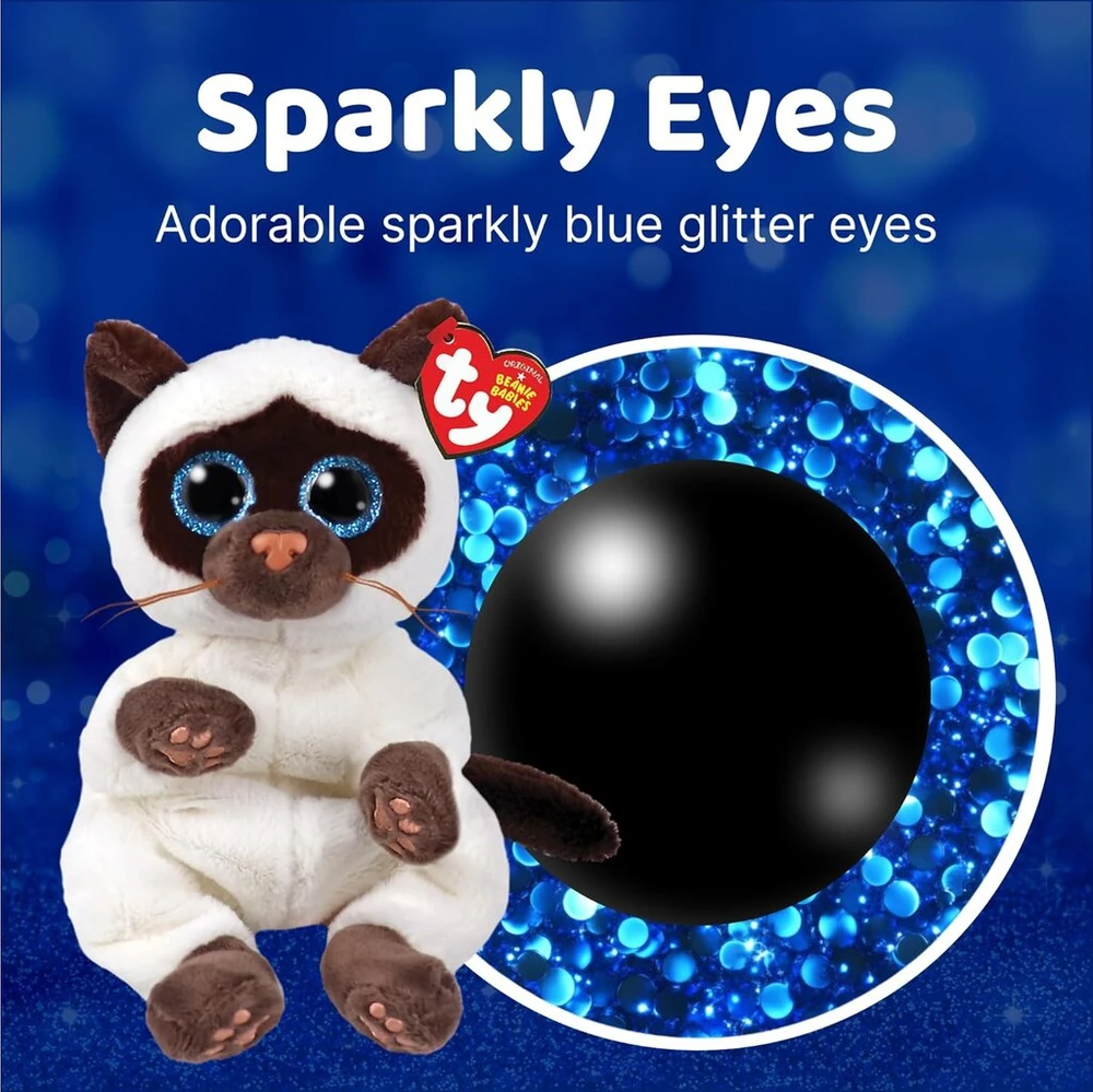 Ty Beanie Babies Miso Sijamo Katytė 15 cm - Minkštas pliušinis žaislas vaikams