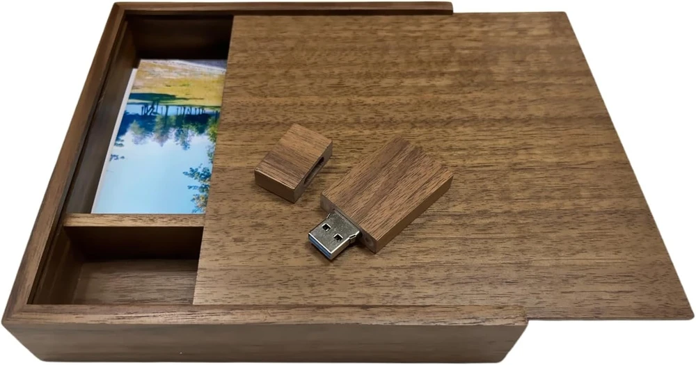 Ufarid riešutmedžio medienos nuotraukų albumo dėžutė Usb atmintinė 16gb 32gb 64gb pendrive fotografijai vestuvių atminčiai Usb 3.0 atmintinė reguliuojama Usb 3.0 flash atmintinė išorinė atmintis (32gb, riešutmedžio mediena)