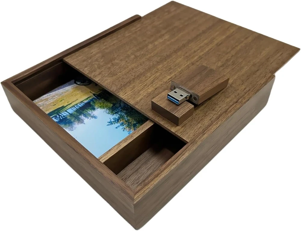 Ufarid riešutmedžio medienos nuotraukų albumo dėžutė Usb atmintinė 16gb 32gb 64gb pendrive fotografijai vestuvių atminčiai Usb 3.0 atmintinė reguliuojama Usb 3.0 flash atmintinė išorinė atmintis (32gb, riešutmedžio mediena)