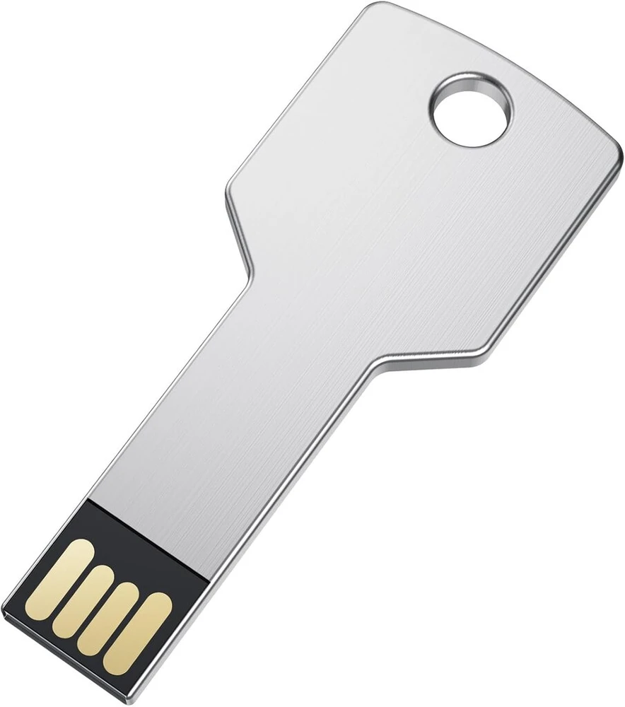 Uflatek 16 Gb atmintinė, raktų formos Usb atmintinė metalinis U diskas sidabrinis Usb 2.0 pendrive vandeniui atspari atmintinė naujoviška jump drive sulankstoma duomenų saugykla smagiai dovanai