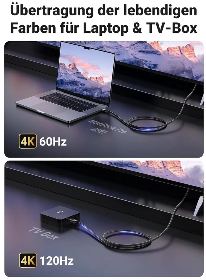 Ugreen hdmi 2.1 kabelis 8k hdmi kabelis 8k @ 60hz, 4k @ 120hz, hdr10, 48gbps earc hdmi kabelis 2.1 suderinamas su ps5, ps4 pro, imtuvu, XBOX s, oled tv ir kt.