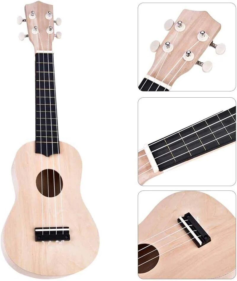 Ukulele "pasidaryk pats" rinkinys, pasigaminkite savo pačių dekoruotą havajietišką ukulele, 21 colio, 4 stygų