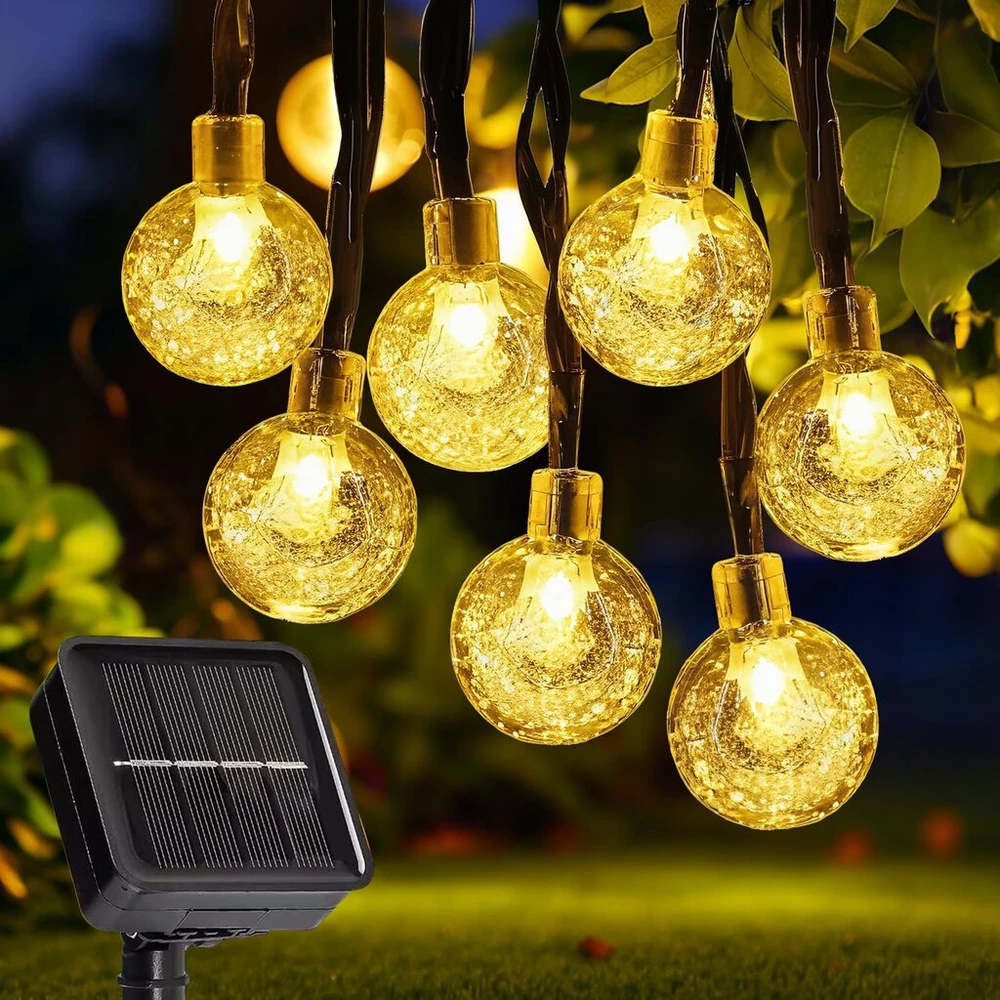 Ulanox saulės energija įkraunamos lauko girliandos 7 m 50 Led pasakų lemputės saulės energija 8 režimai Led lempučių grandinė Ip65 atspari vandeniui lauko vidaus kalėdinės girliandos kambariui sodo vakarėliui balkonui šiltai balta dekoracija