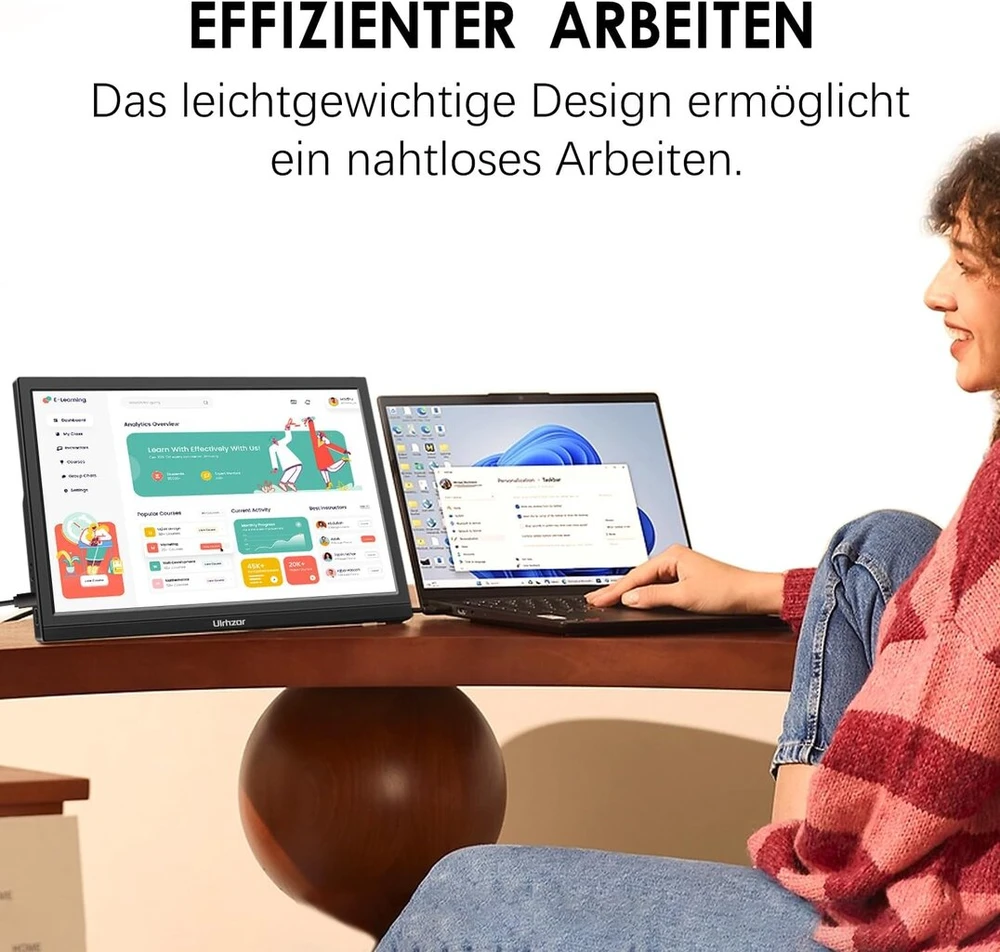 Ulrhzar nešiojamas monitorius 17.3 colių 1600 x 900 ekranas 60hz Usbc kelioniniai Hdmi monitoriai su garsiakalbiais nešiojamam kompiuteriui, Pc, telefonui, Ps4/5, nešiojamas monitorius