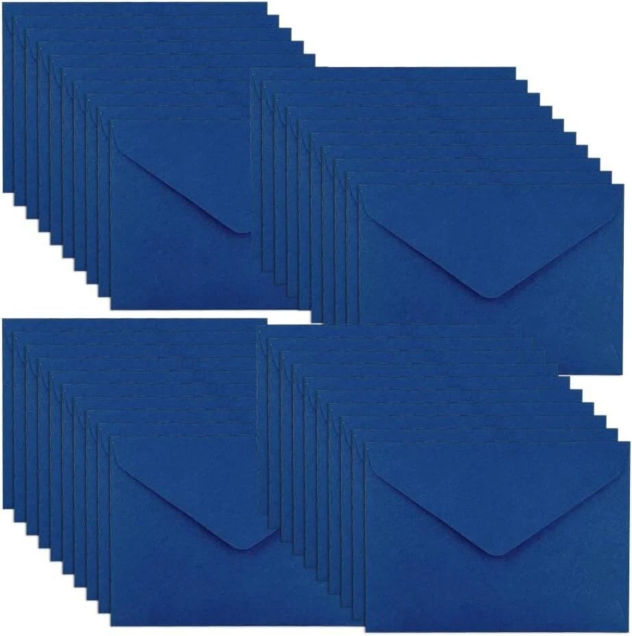 Umchu 40 vienetų kraft popieriaus vokų rinkinys, 16 x 11,2 cm, klasikiniai vokai, vokai su smailėjančiu atvartu, skirti sveikinimo ir atvirukams, kvietimų kortelėms (tamsiai mėlyna)