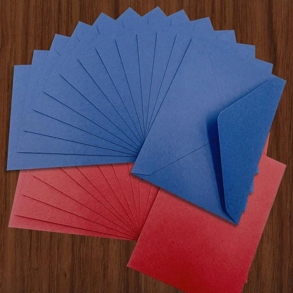 Umchu 40 vienetų kraft popieriaus vokų rinkinys, 16 x 11,2 cm, klasikiniai vokai, vokai su smailėjančiu atvartu, skirti sveikinimo ir atvirukams, kvietimų kortelėms (tamsiai mėlyna)