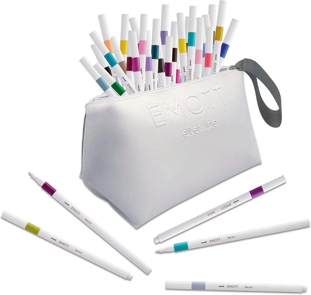 Uni Mitsubishi Pencil Uni-ball Emott Uni Mitsubishi Pieštukas - pieštukinė su 40 flomasterių - rašymas, piešimas, braižymas su stiliumi - plonas galiukas 0,4 mm - 40 spalvų