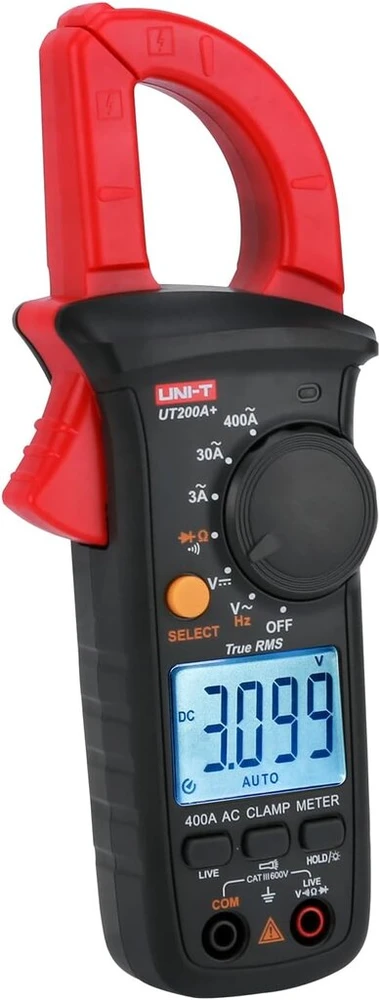 Uni-t Ut200a+ Skaitmeninis srovės matuoklis Ac/dc 600v įtampos gnybtų multimetras True Rms ir laikomas ampermetras srovės gnybtų replės