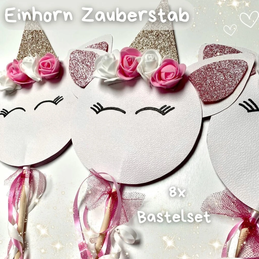 Unicorn amatų rinkinys - 8 x Magic Wand Unicorn - puikios vienaragio dovanos mergaitėms - pagaminta Vokietijoje - mieli vienaragio amatai - vienaragio vakarėliui (vidutinis)