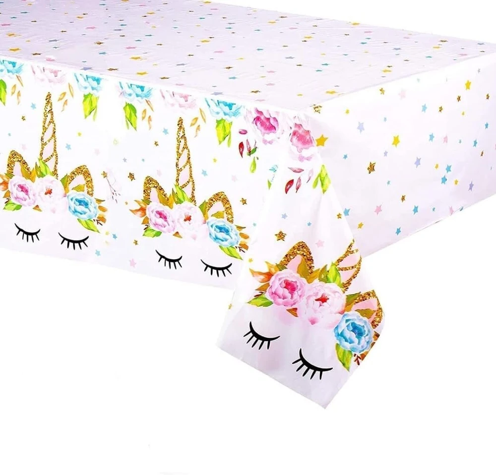 Unicorn staltiesės, Unicorn vakarėlio staltiesė 130 x 220 cm torto stalo dekoravimo fonas vienkartinė staltiesė berniukų mergaičių gimtadienio vakarėlio dekoravimo reikmenys