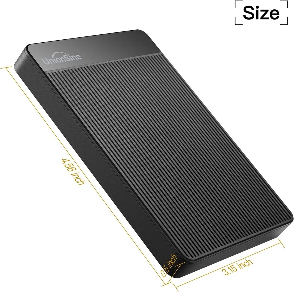 Unionsine išorinis kietasis diskas 500gb itin plonas nešiojamas 2.5 colio Usb 3.0 Sata kietojo disko saugykla, skirta Pc, Mac, Tv, Wii U, XBOX, Ps4 (juodas) Hd2510