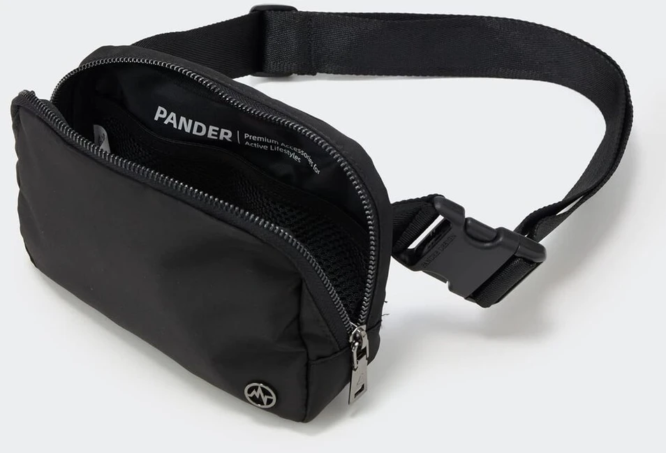Laikrodis Unisex juosmens krepšys, Pander 1l fanny pack moterims su reguliuojamu dirželiu, mažas juosmens krepšelis treniruotėms, bėgiojimui, kelionėms, žygiams, juodas poliesteris