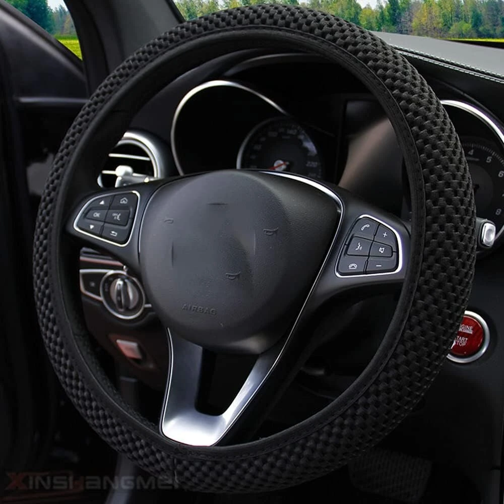 Universalūs automobilio vairo užvalkalai 37–38 cm neslystantis vairo užvalkalas kvėpuojantis tinklinis vasarinis vairo užvalkalas vairo apsauga transporto priemonėms sunkvežimiui juodas