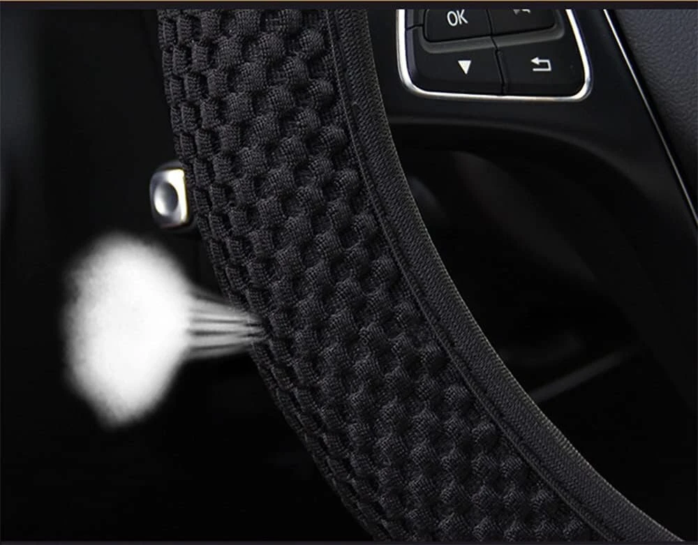 Universalūs automobilio vairo užvalkalai 37–38 cm neslystantis vairo užvalkalas kvėpuojantis tinklinis vasarinis vairo užvalkalas vairo apsauga transporto priemonėms sunkvežimiui juodas