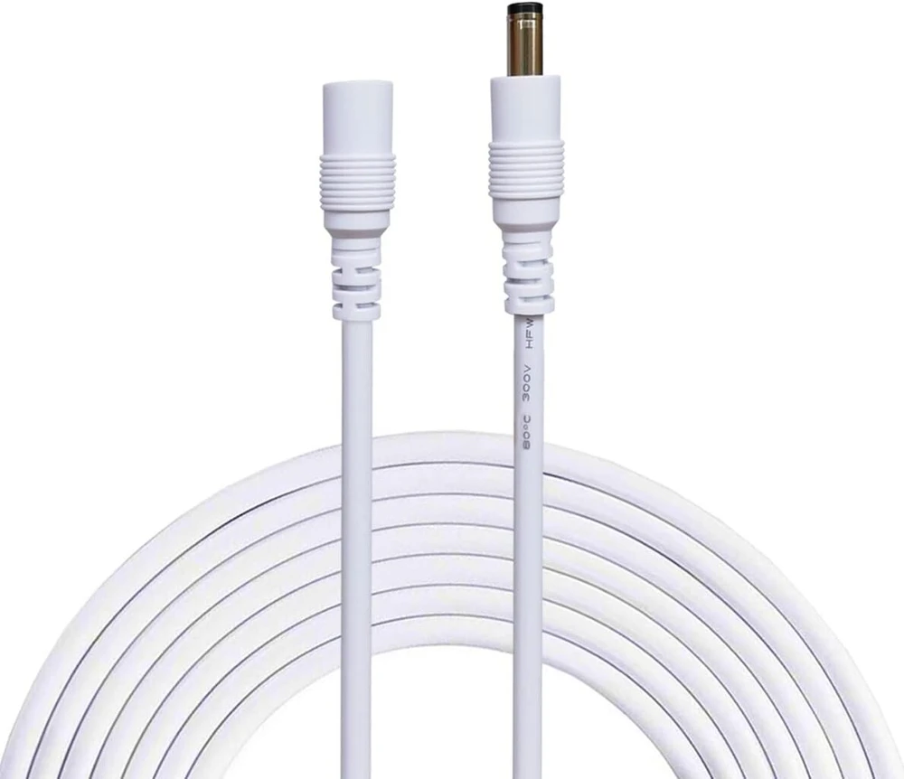 Universalus Dc prailginimo laidas 5.5 mm x 2.1 mm, 12v, baltas
