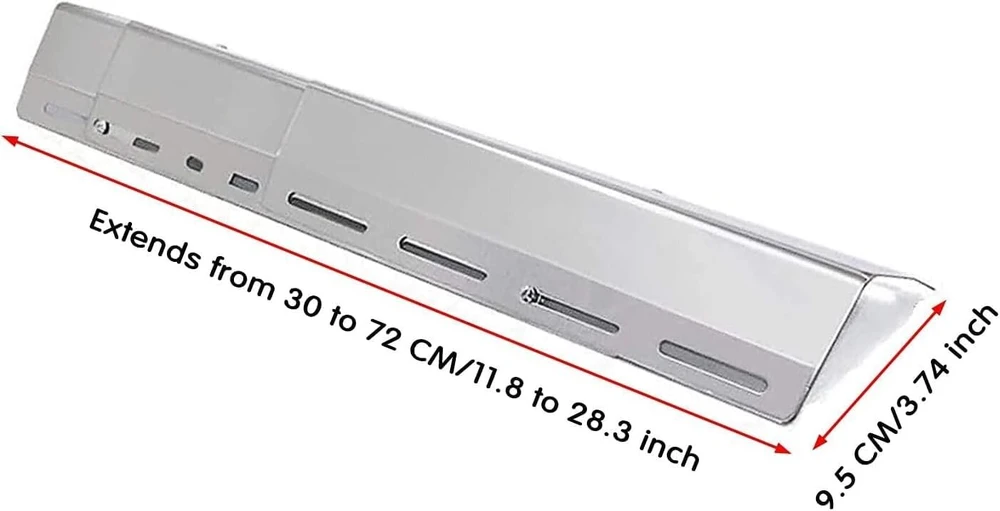 Universalus nerūdijančio plieno vamzdinis degiklis 31–44 cm ir degiklio dangtis 30–72 cm, skirtas charbroil, enders, landmann, barbecook, taino, tepro, rösle vision g3, reguliuojamos dujinės kepsninės atsarginės dalys, pakuotė