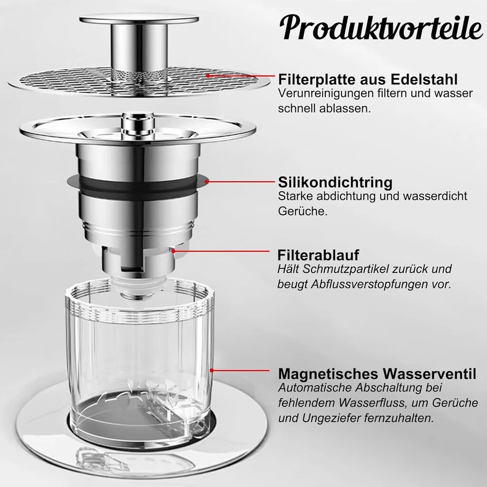 Universalus praustuvo kamštis su filtru, 32-40 mm