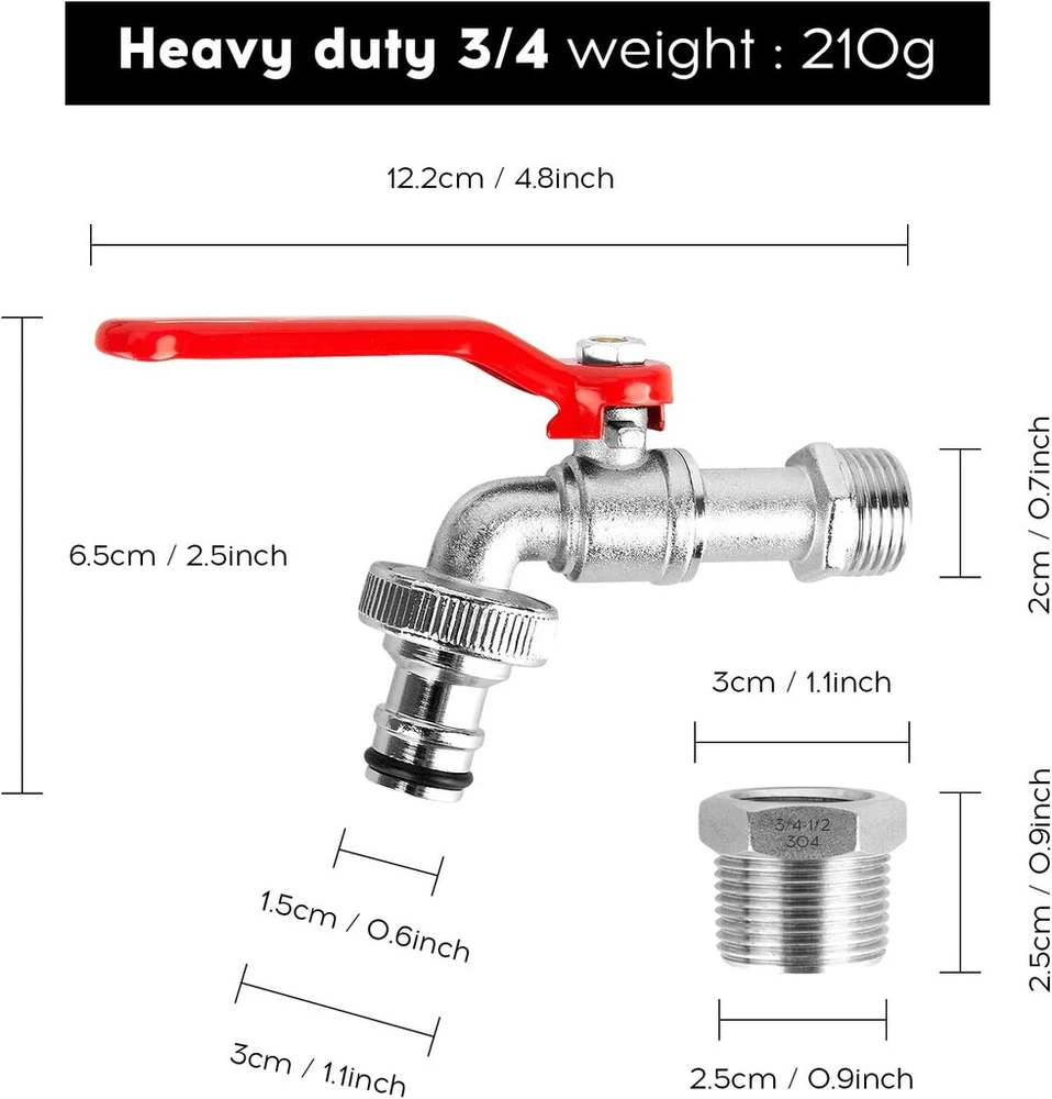 Universalus sodo čiaupas 1/2" & 3/4" su priedais, atsparus šalčiui