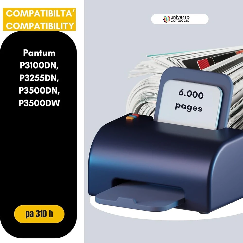 Universo cartuccia - pa310 suderinamas toneris su pantum pa310 p3100dl p3255dn p3500dn p3500dw (xl 6000 puslapių)