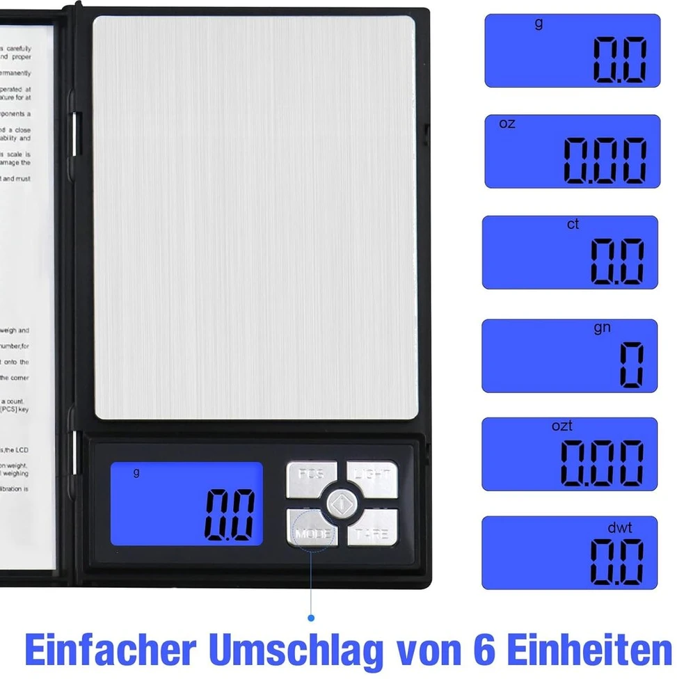 Uniweigh 2kg 0,1 g skaitmeninės virtuvinės svarstyklės svorio metimui, nešiojamos mini svarstyklės gramais ir uncijomis su taros funkcija, apšvietimu, lcd ekranu, mažos maisto svarstyklės žolelėms, prieskoniams, juvelyriniams dirbiniams, auksui, kavai, m