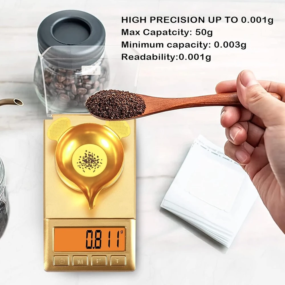 Uniweigh Precision svarstyklės 0.001g/50g, skaitmeninės miligraminės svarstyklės, juvelyrinės svarstyklės, įkraunamos laboratorinės svarstyklės, aukso svarstyklės, mg svarstyklės su 50g kalibravimo svoriu, pincetas, šepetėlis, svėrimo lėkštelė, baterijos