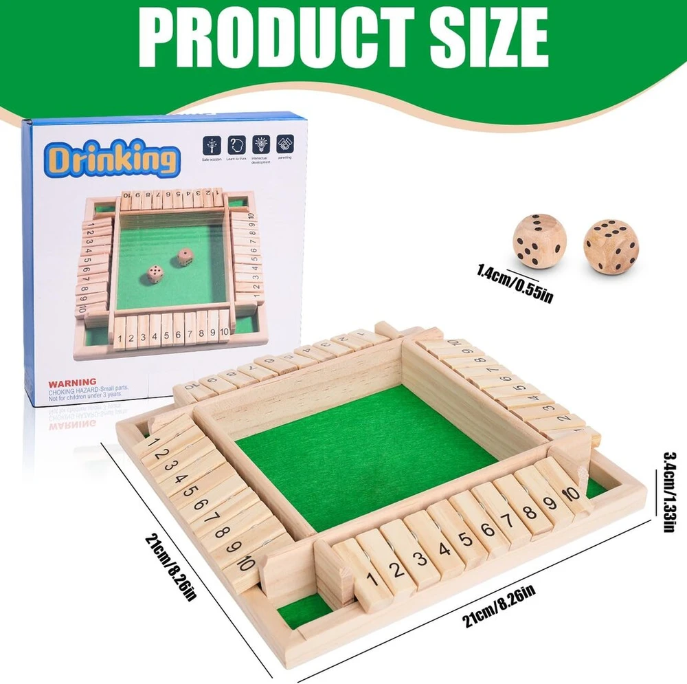 Unvtap shut the box žaidimas 2-4 žaidėjams kauliukų žaidimai shut the box mediniai stalo žaidimai, sulankstomas stalo žaidimas, matematikos mokymosi žaislas vaikams ir suaugusiems, kelioniniai žaidimai, tradiciniai baro žaidimai