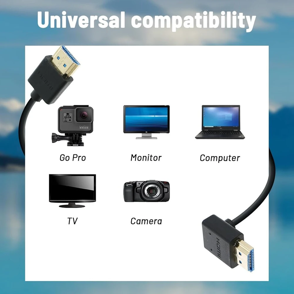Uonecn 8k Hdmi 2.1 Kabelis 50cm, tiesus į kampuotą