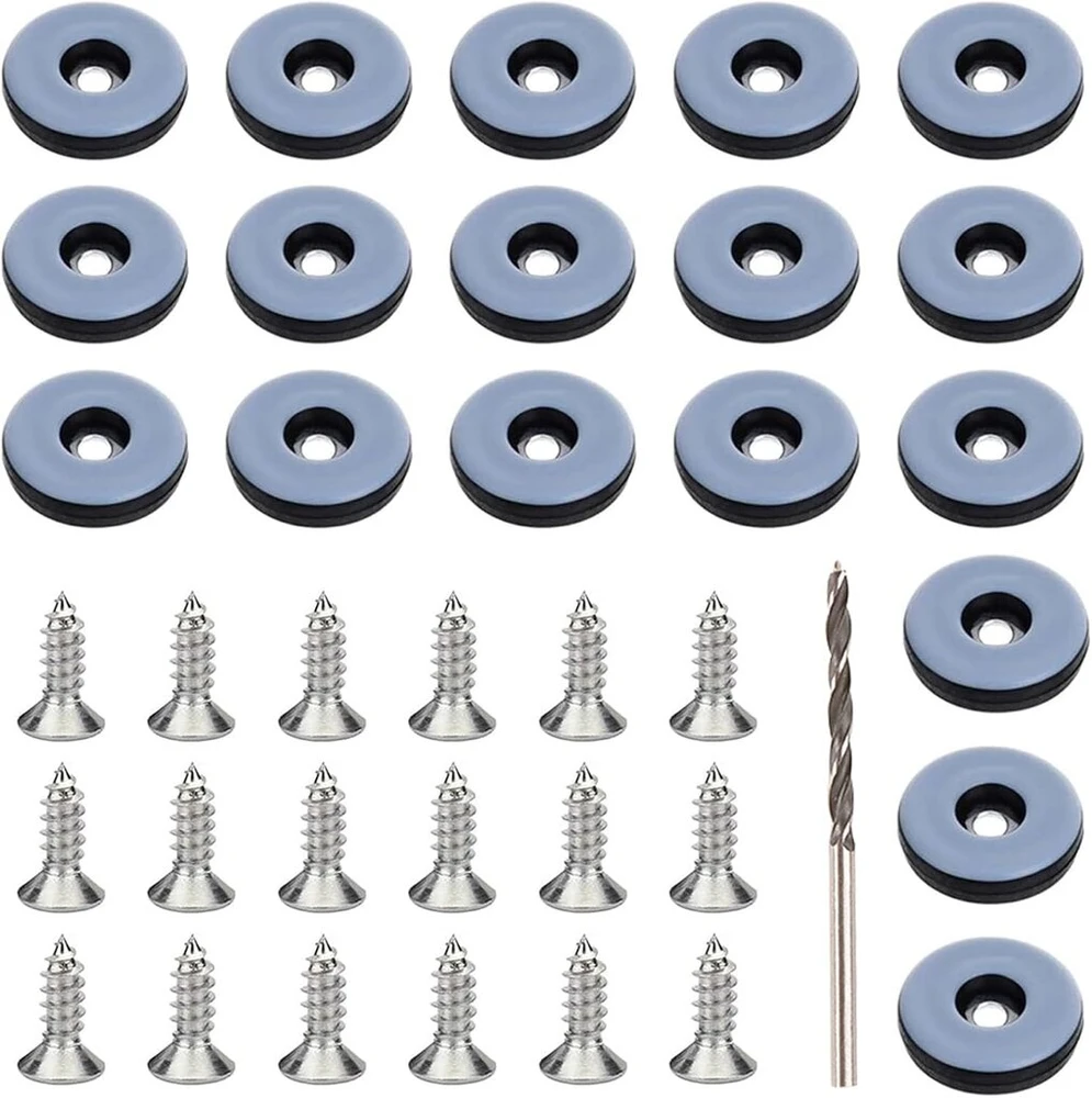 Urhrhu tefloniniai baldų slystukai prisukami, skersmuo 25 mm, apvalūs tefloniniai slystukai prisukami, kiliminiai slystukai, ptfe kėdžių slystukai, baldų slystukai sunkiems baldams, fotelių kojelės, 18 vnt.