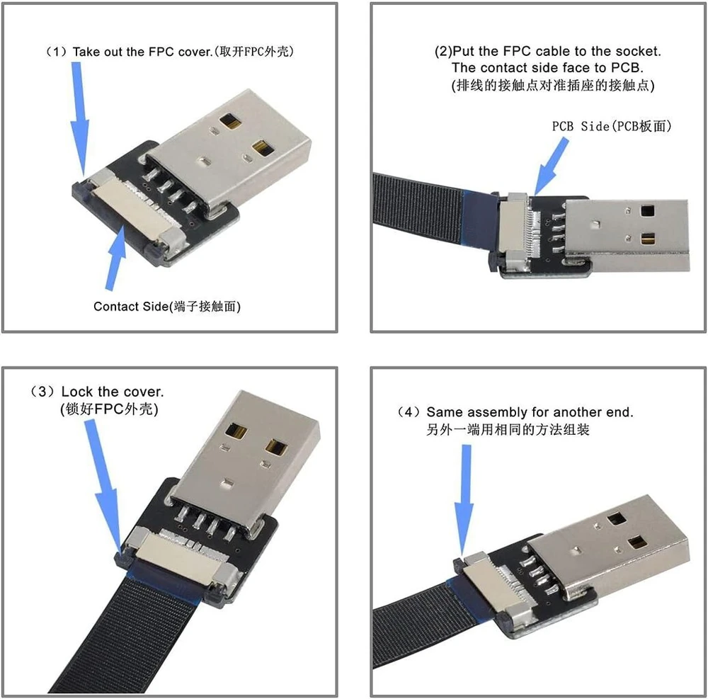 Usb 2.0 A-a plokščias kabelis 90 laipsnių kampu, 50cm